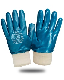 Перчатки Стронгшелл (Strongshell) х/б с полным нитрильным покрытием манжет р.10