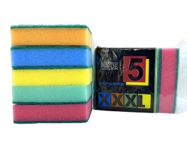 Губки для посуды МАКСИ с чистящим слоем 5 шт 10*8*3 см