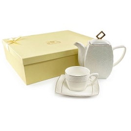 Набор чайный 13 предметов: кружки 230 мл - 6 шт; блюдца 15*15 см - 6 шт; чайник - 1,0 л