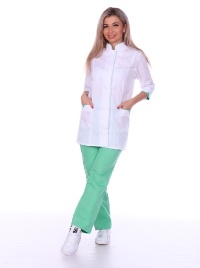 Костюм повара женский бело-зеленый