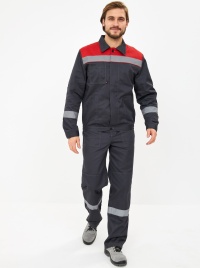 Костюм Лигор-2 Премиум СОП К. (тк.Смесовая,240) п/к, т.серый/красный