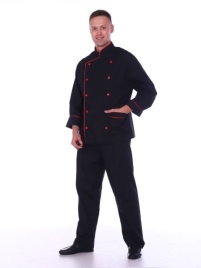 Костюм повара мужской гладкокрашеный черно-красный
