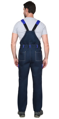 Костюм СИРИУС-КАРАТ-РОСС куртка, полукомбинезон темно-синий с васильковым, 80% х/б, пл. 260 г/кв.м фото 4