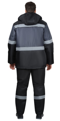 Костюм СИРИУС-ТЕРМИНАЛ зимний, куртка, брюки черный с темно-серым и СОП фото 2