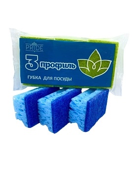 Губки для посуды с чистящим слоем 3 шт 8,5*6*4 см Профиль-3 фото 1