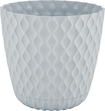 Горшок цв InGreen Wave 10,0 л, d27 см с дренажной сеткой и съемным поддоном Утренний туман фото 1
