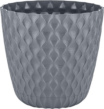 Горшок цв InGreen Wave 10,0 л d270 мм с дренажной сеткой и съемным поддоном Вулканический сер  фото 1