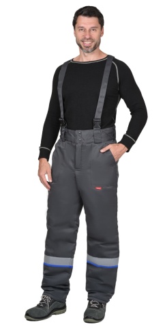 Костюм СИРИУС-РОСТ-АРКТИКА куртка, брюки, т.серый с васильковым и СОП 50 мм фото 3