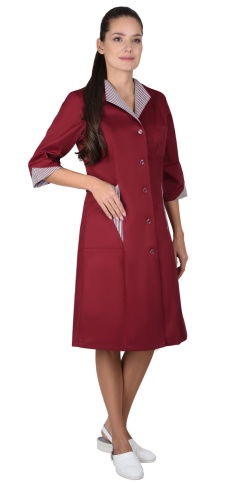 Халат СИРИУС-МАРЛЕН-2 женский бордовый с полоской фото 1