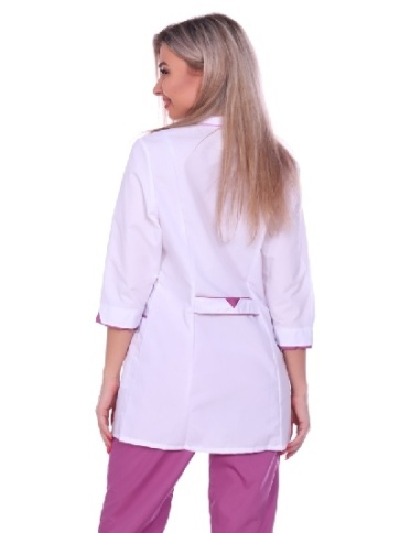 Костюм повара женский бело-розовый фото 3