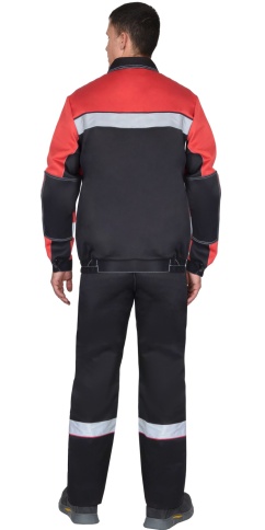 Костюм СИРИУС-ЛИГОР-2 куртка короткая, п/к, черный с красным и СОП фото 2