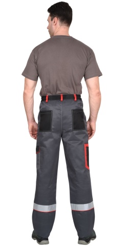 Костюм СИРИУС-ПОЛИНОМ куртка и брюки, т.серый с черным со св.серым и красным, СОП фото 4