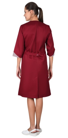 Халат СИРИУС-МАРЛЕН-2 женский бордовый с полоской фото 2
