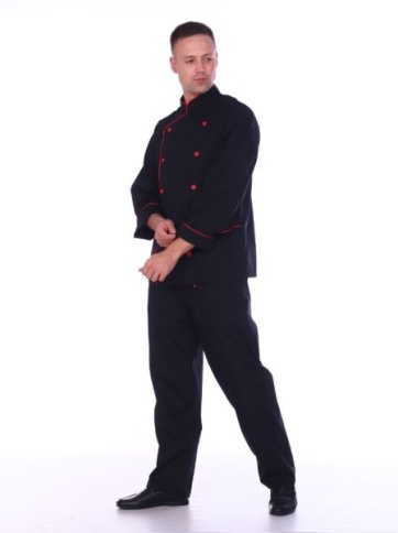 Костюм повара мужской гладкокрашеный черно-красный фото 2