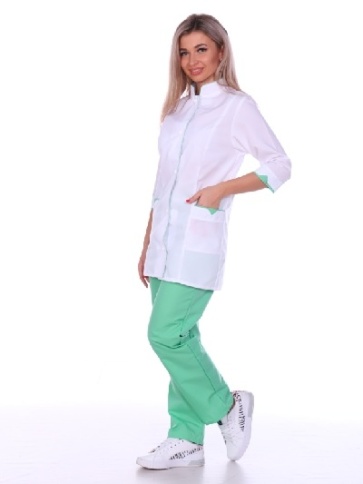 Костюм повара женский бело-зеленый фото 2